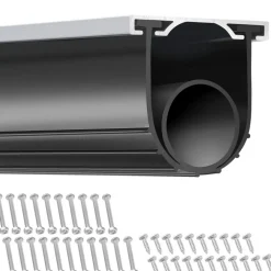 VEVOR Garage Door Seals Bottom Rubber, U Shape +O Ring Combination Garage Door Weather Stripping with Pre-drilled Aluminum Track Retainer Kit, 5/16 inch T-ends and 3 3/4 inch Width (16 Ft, Black)