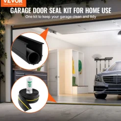 VEVOR Garage Door Threshold and Bottom Seals Kit, 10 FT U Shape+O Ring Universal Garage Door Bottom Seal Weatherstrip PVC, Combine with Weatherproof Garage Threshold Seal Strip with Adhesive, Black