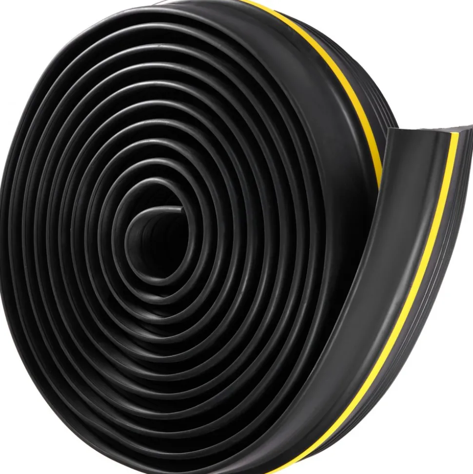 VEVOR Garage Door Threshold Seal Strip, 20 FT Universal Garage Door Floor Seal Strip with Adhesive, Garage Door Bottom Weatherproof Strip, Upgraded Thick PVC DIY Weather Stripping Replacement, Black