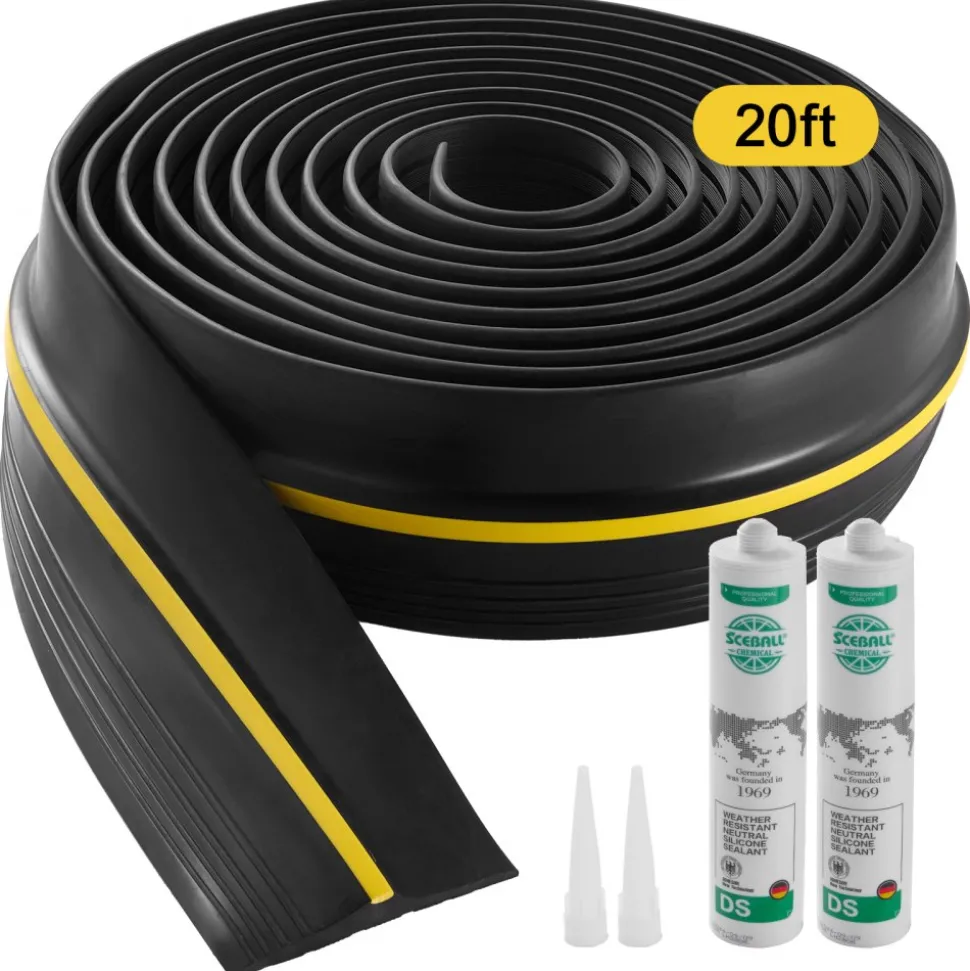 VEVOR Garage Door Threshold Seal Strip, 20 FT Universal Garage Door Floor Seal Strip with Adhesive, Garage Door Bottom Weatherproof Strip, Upgraded Thick PVC DIY Weather Stripping Replacement, Black