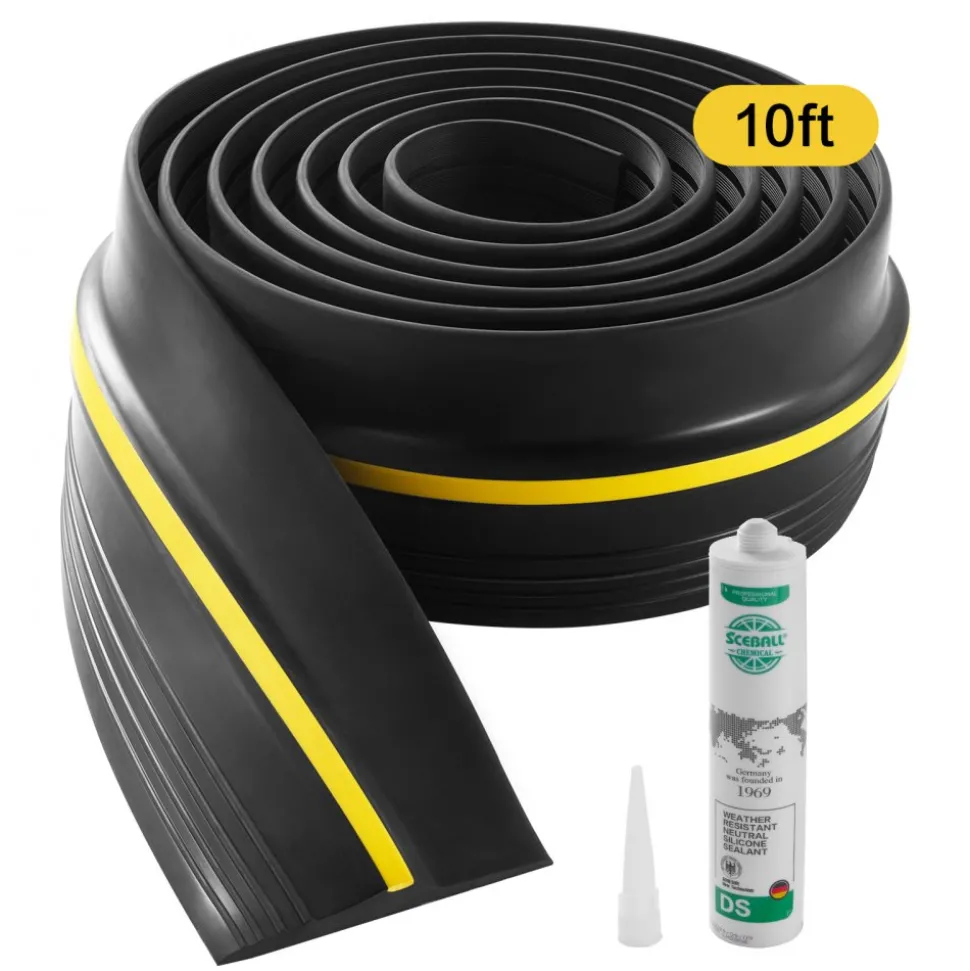VEVOR Garage Door Threshold Seal Strip, 10 FT Universal Garage Door Floor Seal Strip with Adhesive, Garage Door Bottom Weatherproof Strip, Upgraded Thick PVC DIY Weather Stripping Replacement, Black