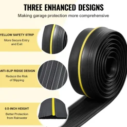 VEVOR Garage Door Threshold Seal Strip, 10 FT Universal Garage Door Floor Seal Strip with Adhesive, Garage Door Bottom Weatherproof Strip, Upgraded Thick PVC DIY Weather Stripping Replacement, Black