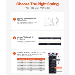 VEVOR Garage Door Torsion Springs, Pair of 0.207 x 2 x 24 in, 16000 Cycles, Electrophoresis Black Coated for Replacement, Garage Door Springs with Non-Slip Winding Bars, Gloves and Mounting Wrench