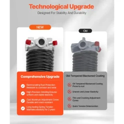 VEVOR Garage Door Torsion Springs, Pair of 0.25 x 2 x 31 in, 16000 Cycles, Electrophoresis Black Coated for Replacement, Garage Door Springs with Non-Slip Winding Bars, Gloves and Mounting Wrench
