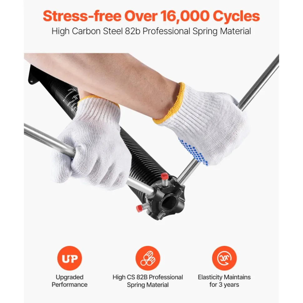 VEVOR Garage Door Torsion Springs, Pair of 0.25 x 2 x 31 in, 16000 Cycles, Electrophoresis Black Coated for Replacement, Garage Door Springs with Non-Slip Winding Bars, Gloves and Mounting Wrench