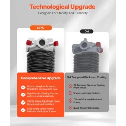 VEVOR Garage Door Torsion Springs, Pair of 0.218 x 2 x 26 in, 16000 Cycles, Electrophoresis Black Coated for Replacement, Garage Door Springs with Non-Slip Winding Bars, Gloves and Mounting Wrench