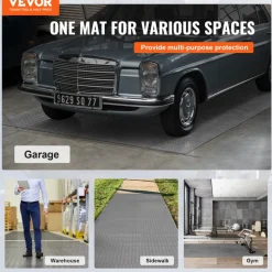 VEVOR Garage Floor Mat, 228.35 x 59.05 inch PVC Garage Flooring Roll, Non-slip Diamond Texture, 93.65 sq.ft Covering Space, Garage Mats for Under Cars, for Gyms Boats Car Trailer, Silver