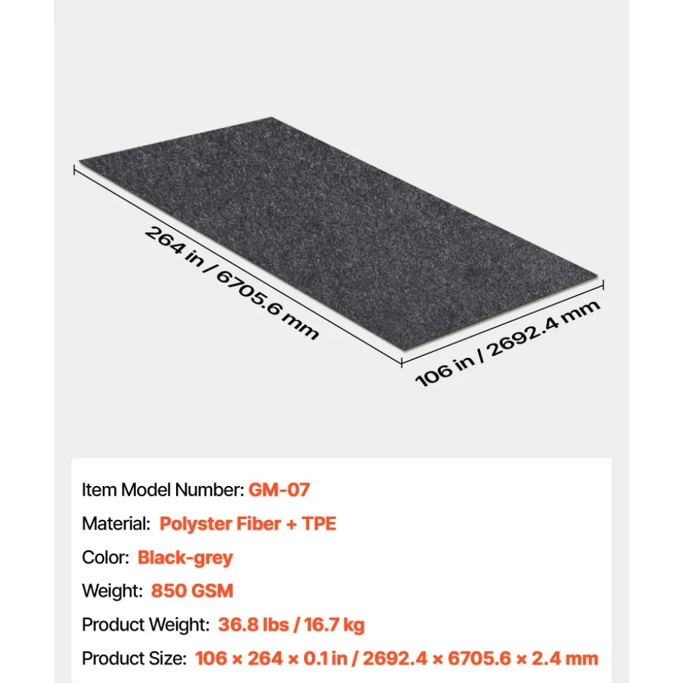 VEVOR Garage Floor Mat, 8'10"x22' Waterproof Protection from Water,Snow, Rain,Mud and Oil for Cars, Non-slip Heavy Duty Containment Mat with TPE Anti-Leak Backing & Easy to Clean & Cuttable