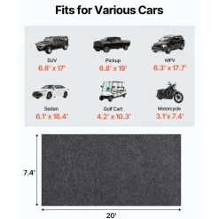 VEVOR Garage Floor Mat, 7.5'x20' Waterproof Protection from Water,Snow, Rain,Mud and Oil for Cars, Non-slip Heavy Duty Containment Mat with TPE Anti-Leak Backing & Easy to Clean & Cuttable
