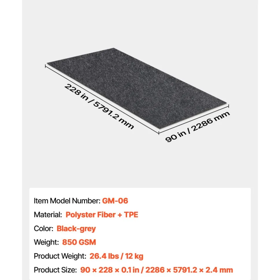 VEVOR Garage Floor Mat, 7.6'x19' Waterproof Protection from Water,Snow, Rain,Mud and Oil for Cars, Non-slip Heavy Duty Containment Mat with TPE Anti-Leak Backing & Easy to Clean & Cuttable
