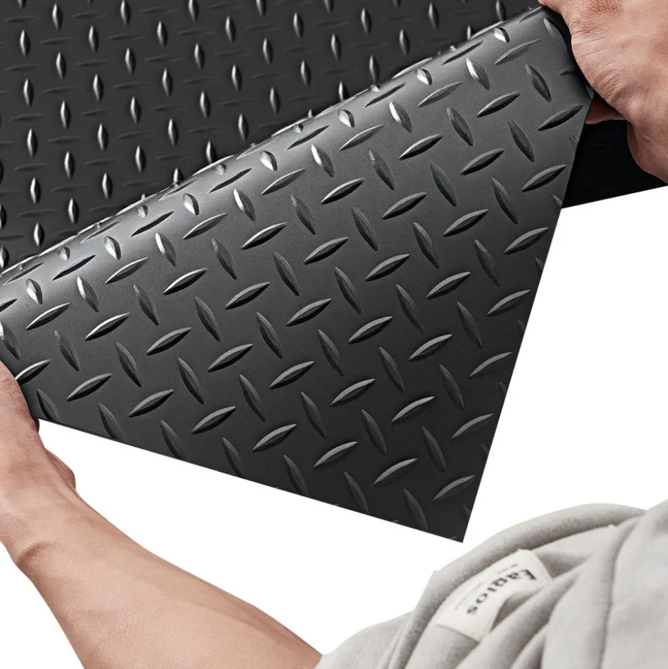 VEVOR Garage Floor Roll, 4 x 25 ft Garage Flooring Mat, 3 mm Thickened Rubber Diamond Plate Floor Protector Mat, Non-Slip, Wear-resist, Waterproof, Easy to Clean for Warehouse, Gyms,Trailer, Black