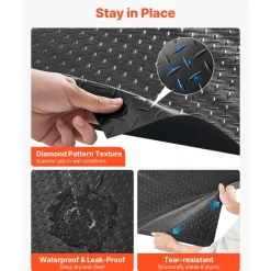 VEVOR Garage Floor Roll, 7.5 x 20 ft Garage Flooring Mat, 2.2 mm Thickened PVC Diamond Plate Floor Protector Mat with Double-sided Tape, Non-Slip, Easy to Clean for Warehouse, Gyms, Trailer, Black