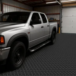 VEVOR Garage Floor Roll, 7.5 x 20 ft Garage Flooring Mat, 2.2 mm Thickened PVC Diamond Plate Floor Protector Mat with Double-sided Tape, Non-Slip, Easy to Clean for Warehouse, Gyms,Silver Gray