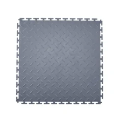 VEVOR Garage Floor Tiles Interlocking, 16 Pack 20.2 x 20.2 x 0.2 in Interlocking Modular Garage Flooring Tiles, Diamond Plate Slip-Resistant PVC Mats for Workshop,Warehouse,Tool Room, Graphite Gray