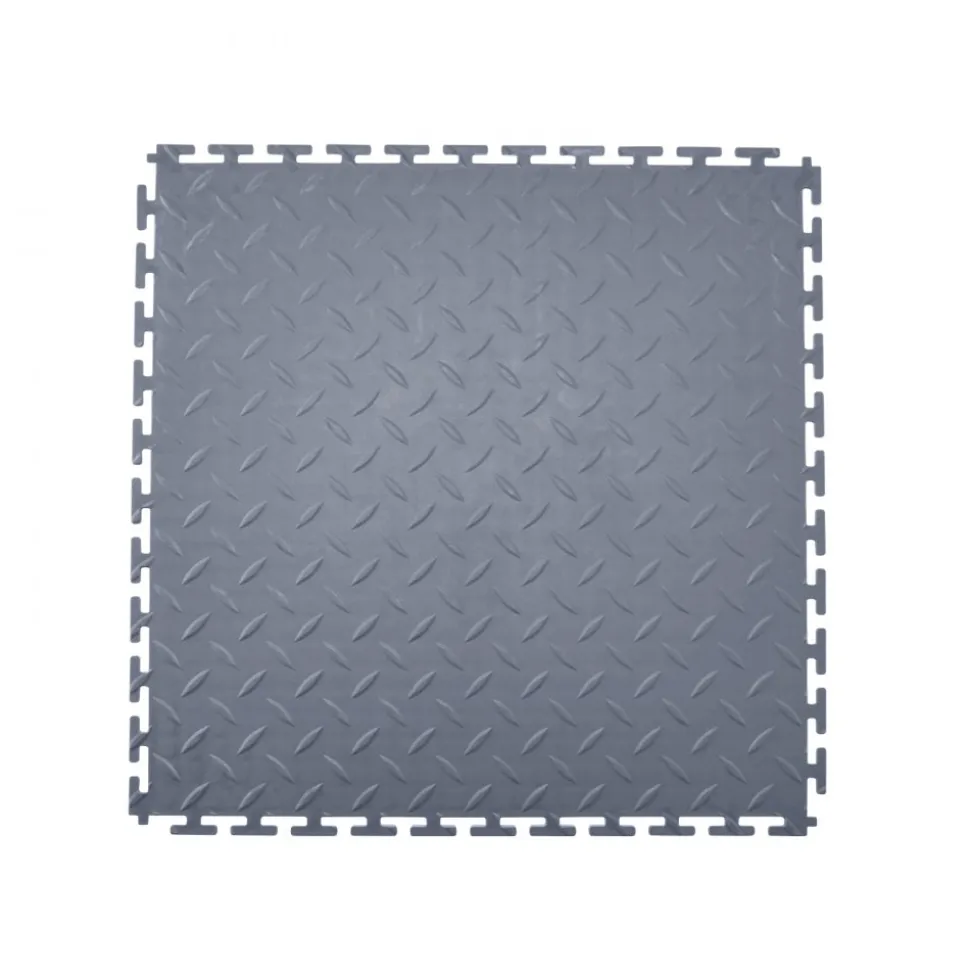 VEVOR Garage Floor Tiles Interlocking, 8 Pack 20.2 x 20.2 x 0.2 in Interlocking Modular Garage Flooring Tiles, Diamond Plate Slip-Resistant PVC Mats for Workshop,Warehouse,Tool Room, Graphite Gray