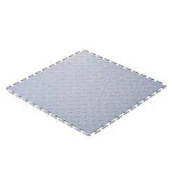 VEVOR Garage Floor Tiles Interlocking, 16 Pack 20.2 x 20.2 x 0.2 in Interlocking Modular Garage Flooring Tiles, Diamond Plate Slip-Resistant PVC Mats for Workshop,Warehouse,Tool Room, Light Gray