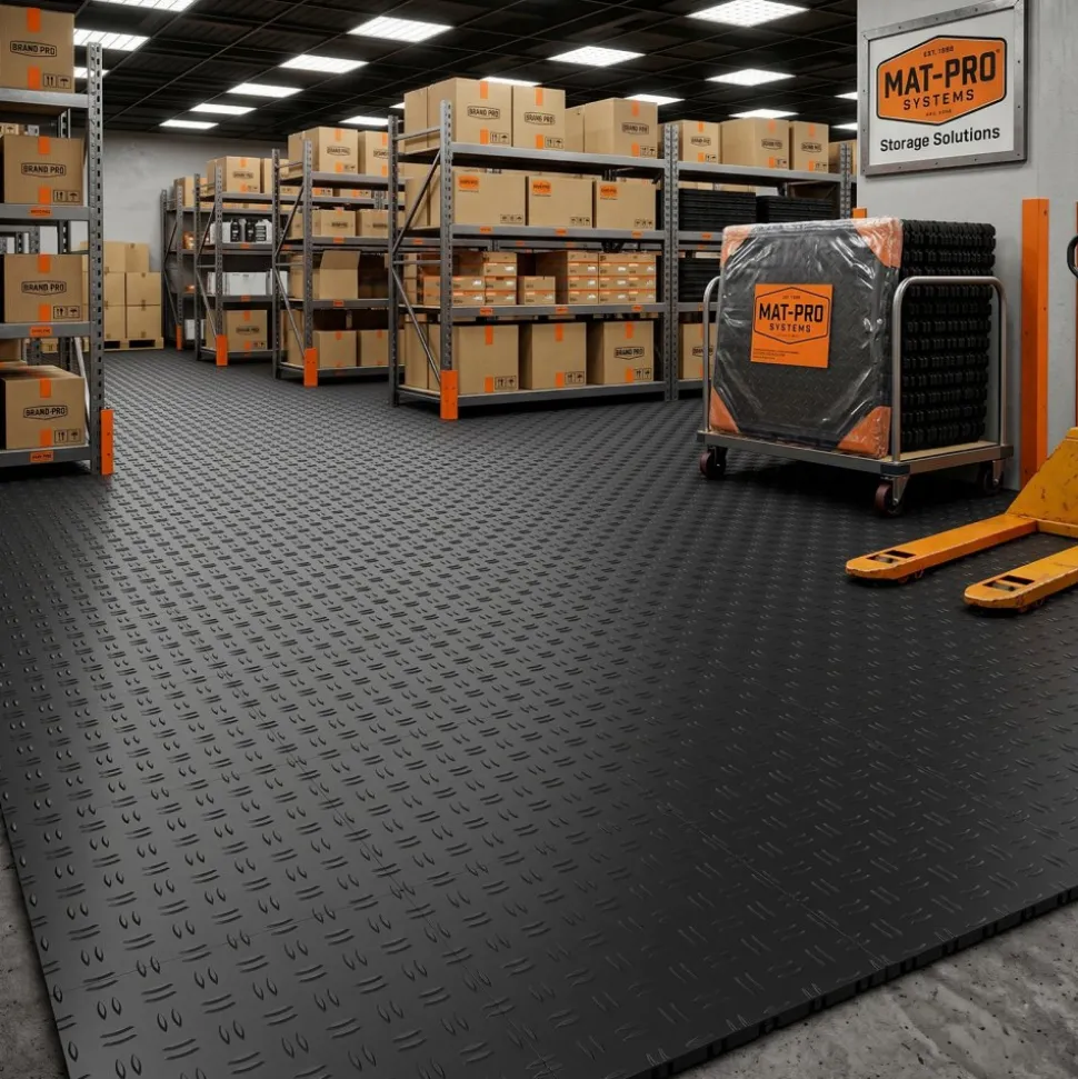 VEVOR Garage Tiles Interlocking, 12 x 12 x 0.53 inch 50 Pack Garage Floor Covering Tiles, Non-Slip Double-Sided Texture Garage Flooring Tiles, for Garages, Basements, Repair Shops, Black