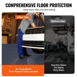 VEVOR Garage Tiles Interlocking, 12 x 12 x 0.53 inch 50 Pack Garage Floor Covering Tiles, Non-Slip Double-Sided Texture Garage Flooring Tiles, for Garages, Basements, Repair Shops, Graphite Gray