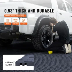 VEVOR Garage Tiles Interlocking, 12 x 12 x 0.53 inch 50 Pack Garage Floor Covering Tiles, Non-Slip Double-Sided Texture Garage Flooring Tiles, for Garages, Basements, Repair Shops, Graphite Gray