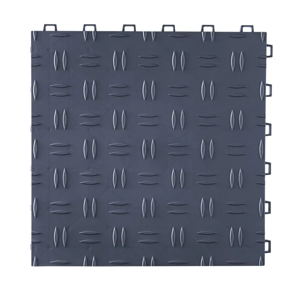 VEVOR Garage Tiles Interlocking, 12 x 12 x 0.53 inch 50 Pack Garage Floor Covering Tiles, Non-Slip Double-Sided Texture Garage Flooring Tiles, for Garages, Basements, Repair Shops, Graphite Gray