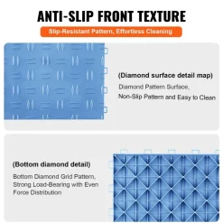 VEVOR Garage Tiles Interlocking, 12 x 12 x 0.53 inch 25 Pack Garage Floor Covering Tiles, Non-Slip Double-Sided Texture Garage Flooring Tiles, for Garages, Basements, Repair Shops, Blue