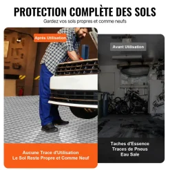 VEVOR Garage Tiles Interlocking, 12 x 12 x 0.53 inch 50 Pack Garage Floor Covering Tiles, Non-Slip Double-Sided Texture Garage Flooring Tiles, for Garages, Basements, Repair Shops, Silver
