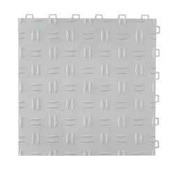 VEVOR Garage Tiles Interlocking, 12 x 12 x 0.53 inch 50 Pack Garage Floor Covering Tiles, Non-Slip Double-Sided Texture Garage Flooring Tiles, for Garages, Basements, Repair Shops, Silver