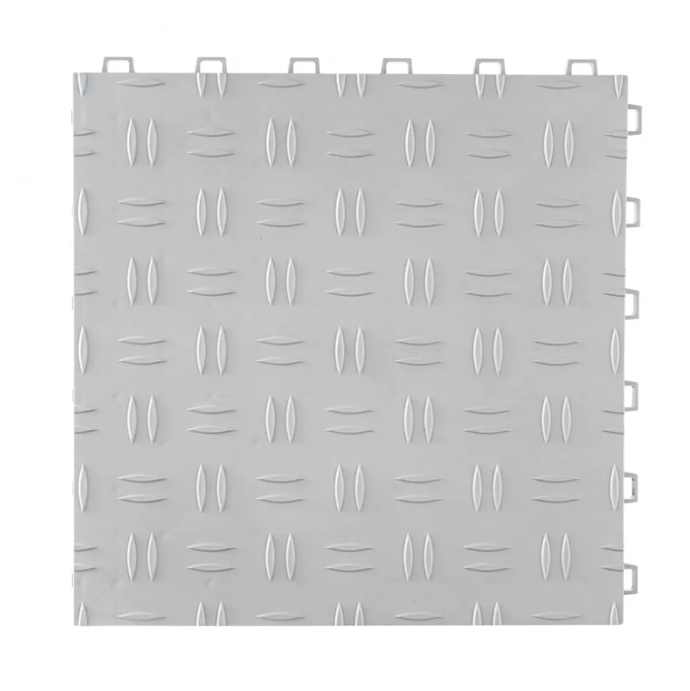 VEVOR Garage Tiles Interlocking, 12 x 12 x 0.53 inch 50 Pack Garage Floor Covering Tiles, Non-Slip Double-Sided Texture Garage Flooring Tiles, for Garages, Basements, Repair Shops, Silver