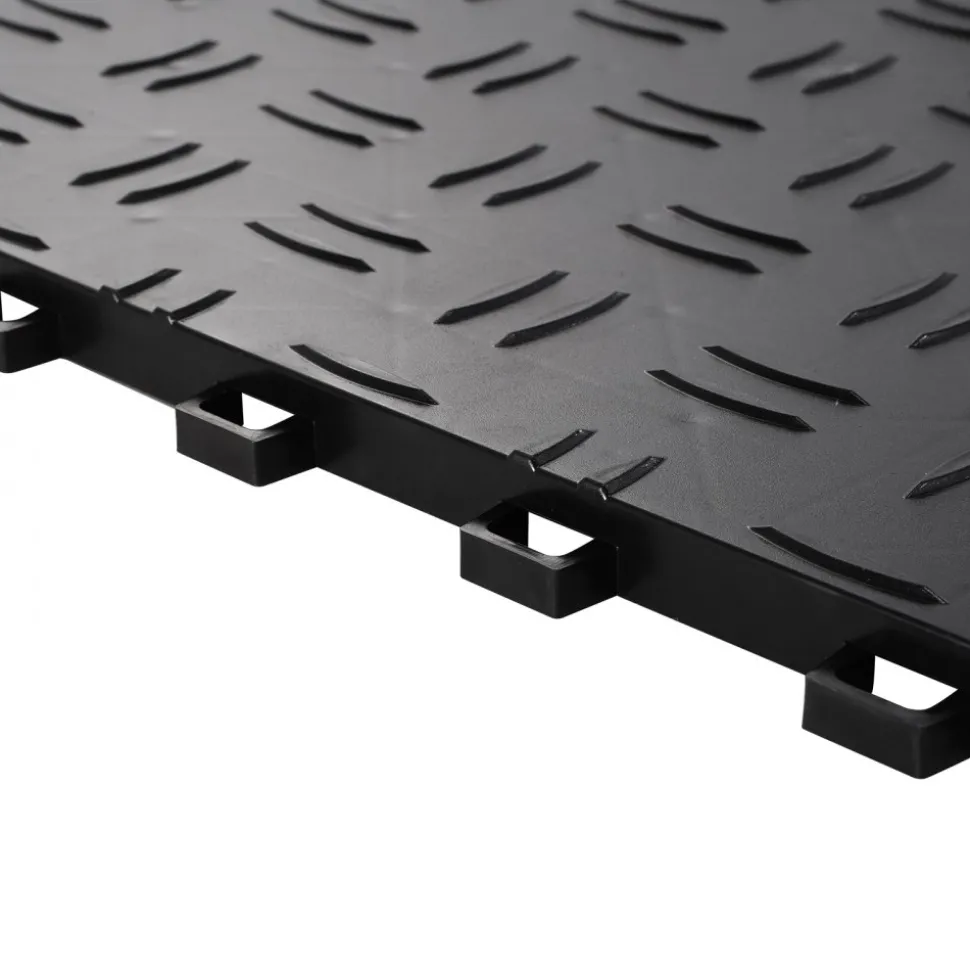 VEVOR Garage Tiles Interlocking, 12 x 12 x 0.53 inch 25 Pack Garage Floor Covering Tiles, Non-Slip Double-Sided Texture Garage Flooring Tiles, for Garages, Basements, Repair Shops, Black