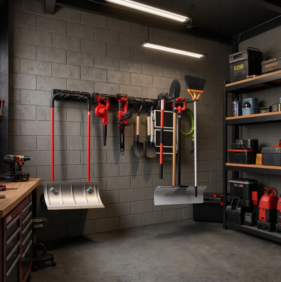 VEVOR Garage Tool Organizer 66 Inch 800 lbs Wall Mount Garden Tool Rack, Heavy Duty Garage Hanging Storage Rack Organization with 4 Rails and 10 Adjustable Hooks, for Yard Tools, Shovel, Rake, Shed