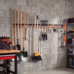 VEVOR Garage Tool Organizer 68 Inch 450 lbs Wall Mount Garden Tool Rack, Heavy Duty Hanging Storage Organization, 4 Rails with 24 Fixed L-Hooks, 20 Adjustable S-Hooks, for Yard Tools, Shovel, Shed