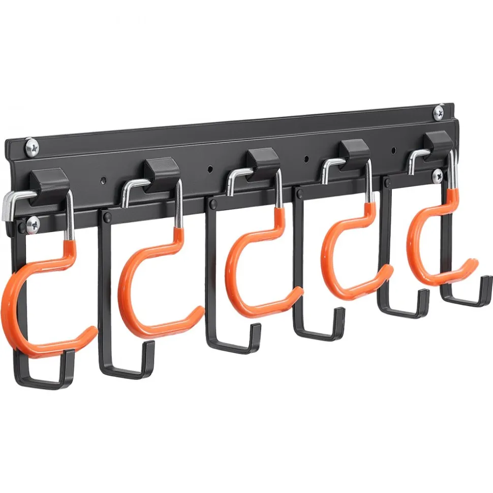 VEVOR Garage Tool Organizer 68 Inch 450 lbs Wall Mount Garden Tool Rack, Heavy Duty Hanging Storage Organization, 4 Rails with 24 Fixed L-Hooks, 20 Adjustable S-Hooks, for Yard Tools, Shovel, Shed