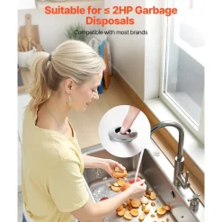 VEVOR Garbage Disposal Air Switch Kit, Dual Outlet Sink Top Air Switch for Food Waste Disposal, 3.5-inch Long Brushed Silver Stainless Steel ON/OFF Air Button for Granite, Marble, Quartz Countertops