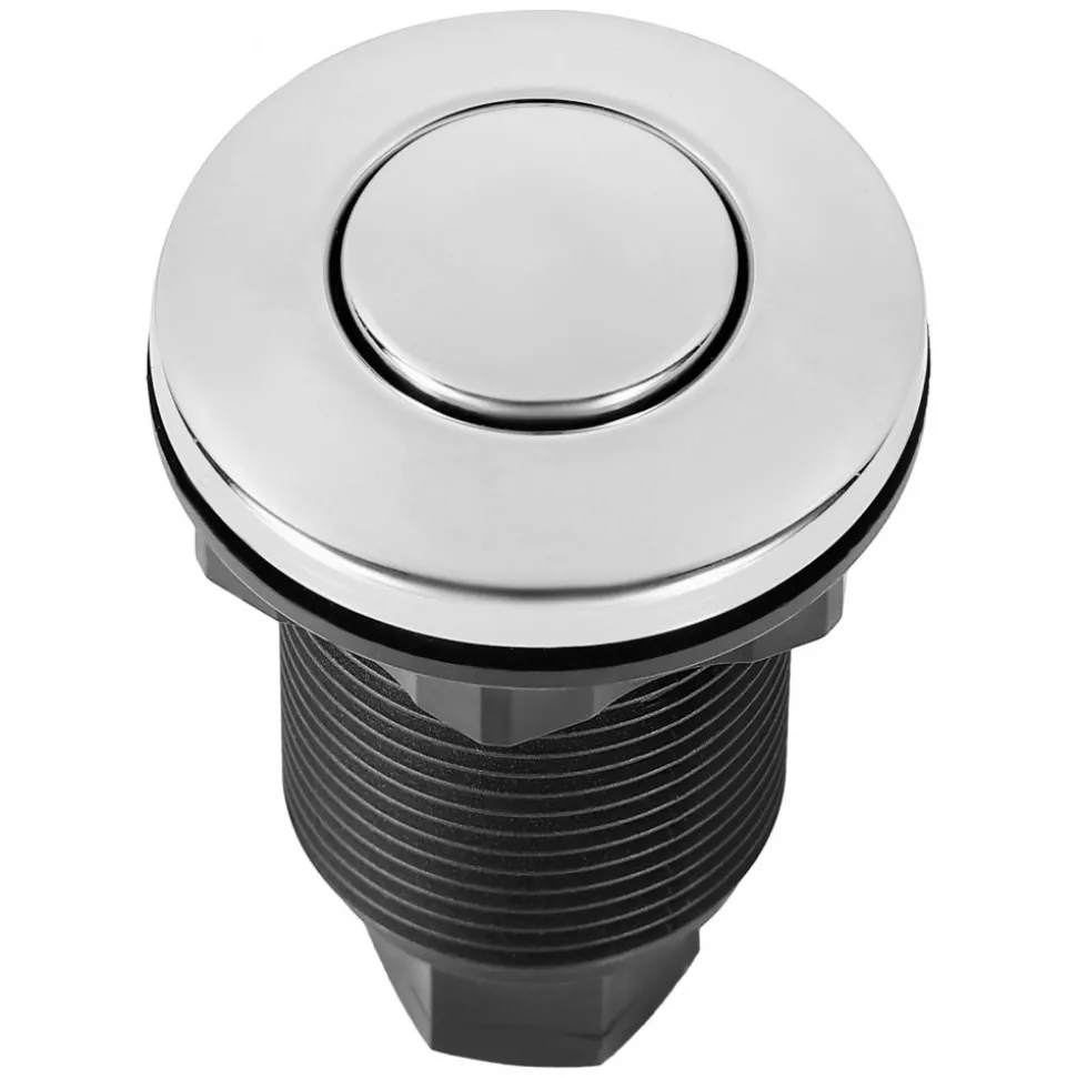VEVOR Garbage Disposal Air Switch Kit, Dual Outlet Sink Top Air Switch for Food Waste Disposal, 2.5-inch Brushed Nickel Stainless Steel ON/OFF Air Push Button, Suitable for Stainless Steel Countertops