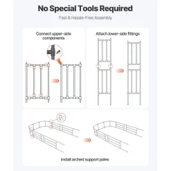 VEVOR Garden Arbor, 94.5 (H) x 59 (W) x 15.8 (D) in Metal Archway, Sturdy Outdoor Trellis Arch with Stakes, Easy to Assemble, Pergola Arbor for Plant Climbing Yard Lawn Wedding Party Decoration