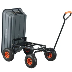 VEVOR Garden Cart, Durable Poly Dump Cart with Simple Assembly Steel Framework, Versatile Dump Cart with Dual-Function Handle, Handy Wheelbarrow with 600 lbs Load Capacity, 10 inch Wheels