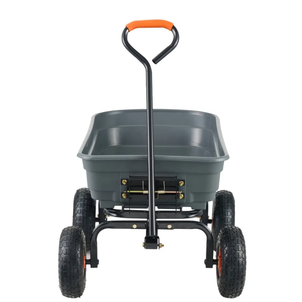 VEVOR Garden Cart, Durable Poly Dump Cart with Simple Assembly Steel Framework, Versatile Dump Cart with Dual-Function Handle, Handy Wheelbarrow with 600 lbs Load Capacity, 10 inch Wheels