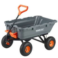 VEVOR Garden Cart, Durable Poly Dump Cart with Simple Assembly Steel Frame, Versatile Dump Wagon with Dual-Function Handle, 6.48 cu.ft Utility Barrow 1200 lbs Load, 13 inch Wheels