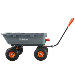 VEVOR Garden Cart, Durable Poly Dump Cart with Simple Assembly Steel Structure, Versatile Dump Wagon with Dual-Function Handle, Handy Wheelbarrow with 800 lbs Load Capacity, 10 inch Wheels