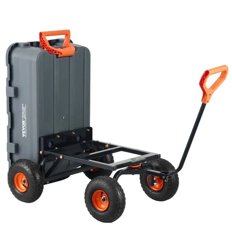 VEVOR Garden Cart, Durable Poly Dump Cart with Simple Assembly Steel Structure, Versatile Dump Wagon with Dual-Function Handle, Handy Wheelbarrow with 800 lbs Load Capacity, 10 inch Wheels