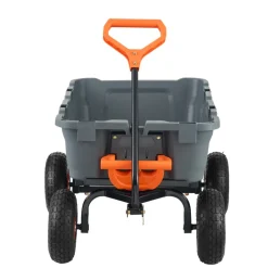VEVOR Garden Cart, Durable Poly Dump Cart with Simple Assembly Steel Structure, Versatile Dump Wagon with Dual-Function Handle, Handy Wheelbarrow with 800 lbs Load Capacity, 10 inch Wheels