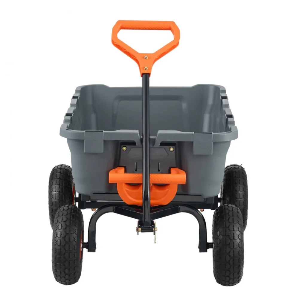 VEVOR Garden Cart, Durable Poly Dump Cart with Simple Assembly Steel Structure, Versatile Dump Wagon with Dual-Function Handle, Handy Wheelbarrow with 800 lbs Load Capacity, 10 inch Wheels
