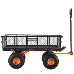 VEVOR Garden Cart, Sturdy Metal Utility Wagon with Simple Assembly, Versatile Dump Cart with Dual-Function Handle, Wheelbarrow with 400 lbs Load Capacity, Equipped with 10
