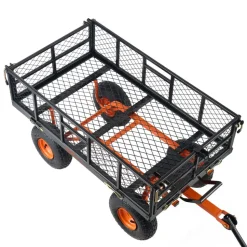 VEVOR Garden Cart, Sturdy Metal Utility Wagon with Simple Assembly, Versatile Dump Cart with Dual-Function Handle, Wheelbarrow with 400 lbs Load Capacity, Equipped with 10
