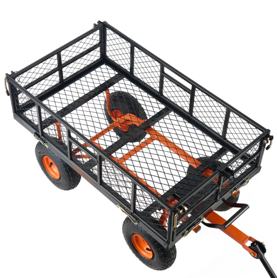 VEVOR Garden Cart, Sturdy Metal Utility Wagon with Simple Assembly, Versatile Dump Cart with Dual-Function Handle, Wheelbarrow with 400 lbs Load Capacity, Equipped with 10" Wheels