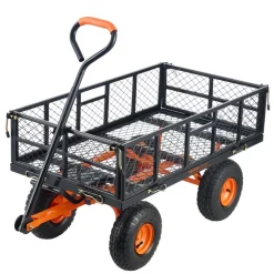 VEVOR Garden Cart, Sturdy Metal Utility Wagon with Simple Assembly, Versatile Dump Cart with Dual-Function Handle, Wheelbarrow with 400 lbs Load Capacity, Equipped with 10