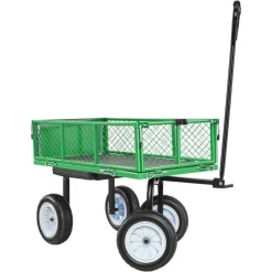 VEVOR Garden Cart with Seat, 500 LBS, Rolling Steel Garden Work Seat with Wheels, Heavy Duty Gardening Stool, with Tool Tray & Adjustable Handle, Outdoor Yard Wagon, for Lawn, Patio, Backyard, Green