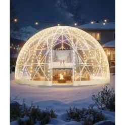 VEVOR Garden Dome Igloo, 15 x 9.5 ft Outdoor Clear Bubble Tent for 10-14 Person, Weatherproof Geodesic Dome Greenhouse  with Window, PVC Igloo Tent for Backyard Patios Camping Party Wedding