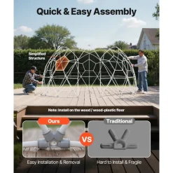 VEVOR Garden Dome Igloo, 15 x 9.5 ft Outdoor Clear Bubble Tent for 10-14 Person, Weatherproof Geodesic Dome Greenhouse with Window, PVC Igloo Tent for Backyard Patios Camping Party Wedding