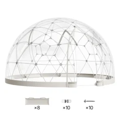VEVOR Garden Dome Igloo, 12 x 7.2 ft Outdoor Clear Bubble Tent for 4-7 Person, Weatherproof Geodesic Dome Greenhouse with Window, PVC Igloo Tent for Backyard Patios Camping Party Wedding